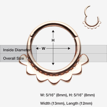 Detail View 1 of Rose Gold Mandala Flower Clicker Hoop Ring